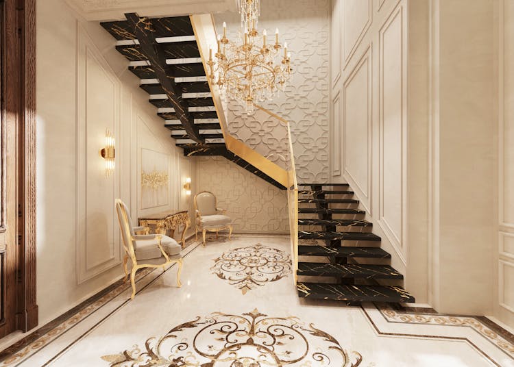 Staircase In Luxury Entrance Hall