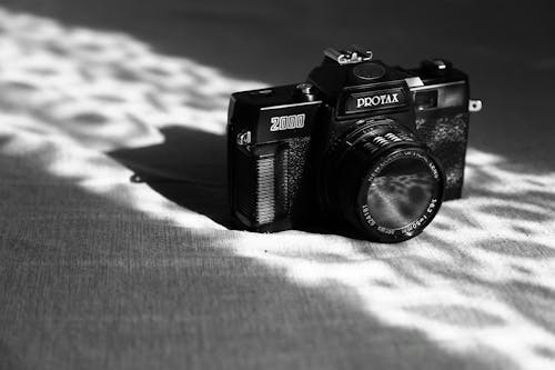 Grayscale Photo of Slr Camera