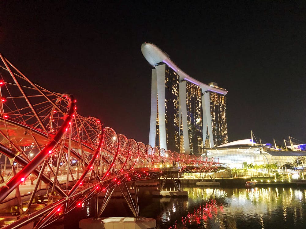 Free Photo of Marina Bay Sands Building Complex in Singapore at Night Stock Photo