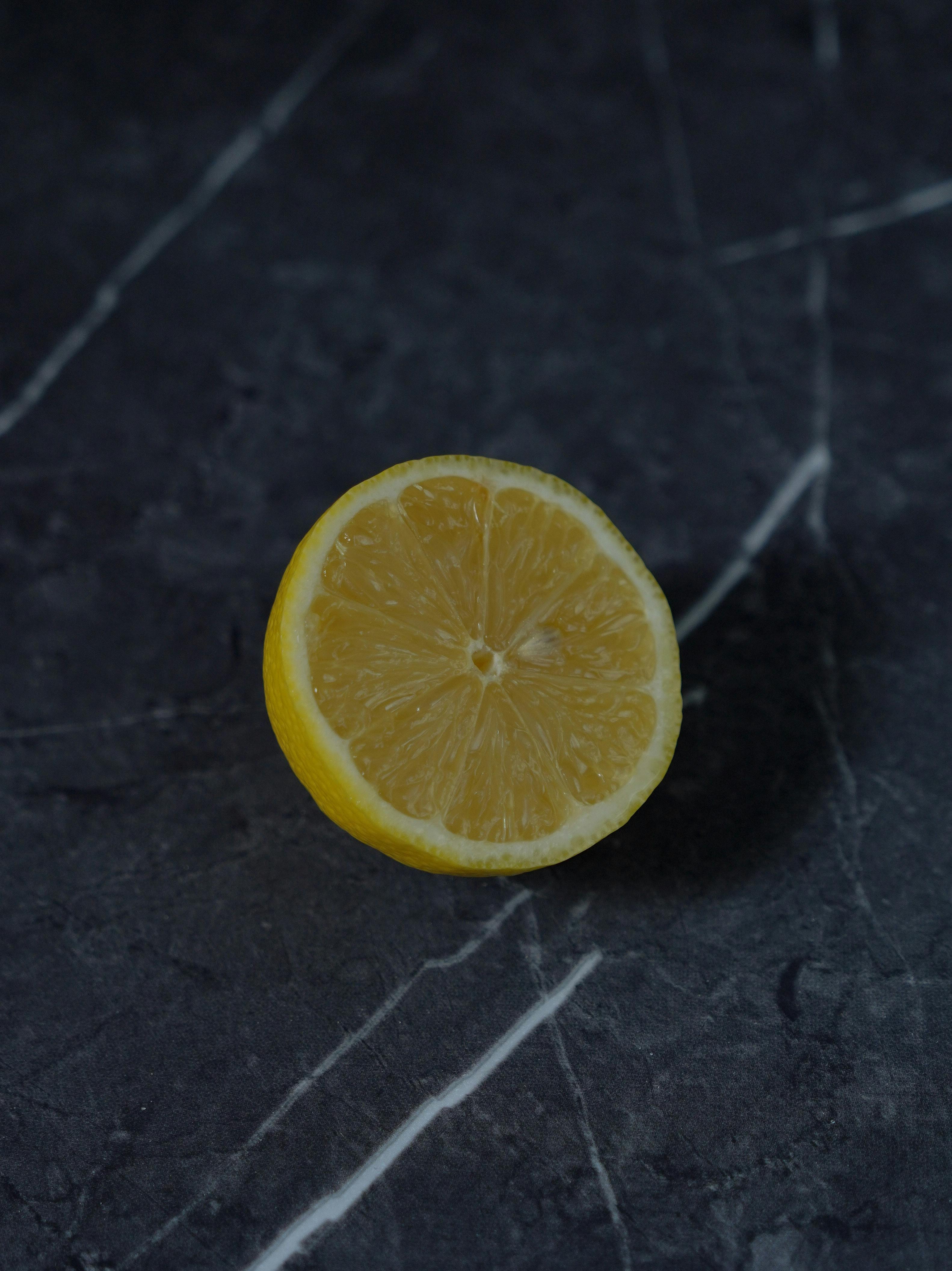 close up of a sliced lemon