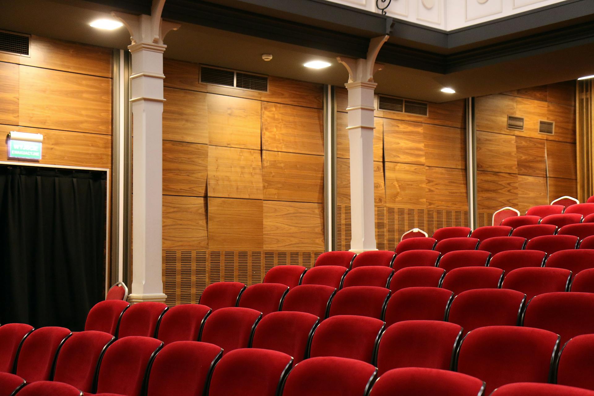 Theatre interior with red seats