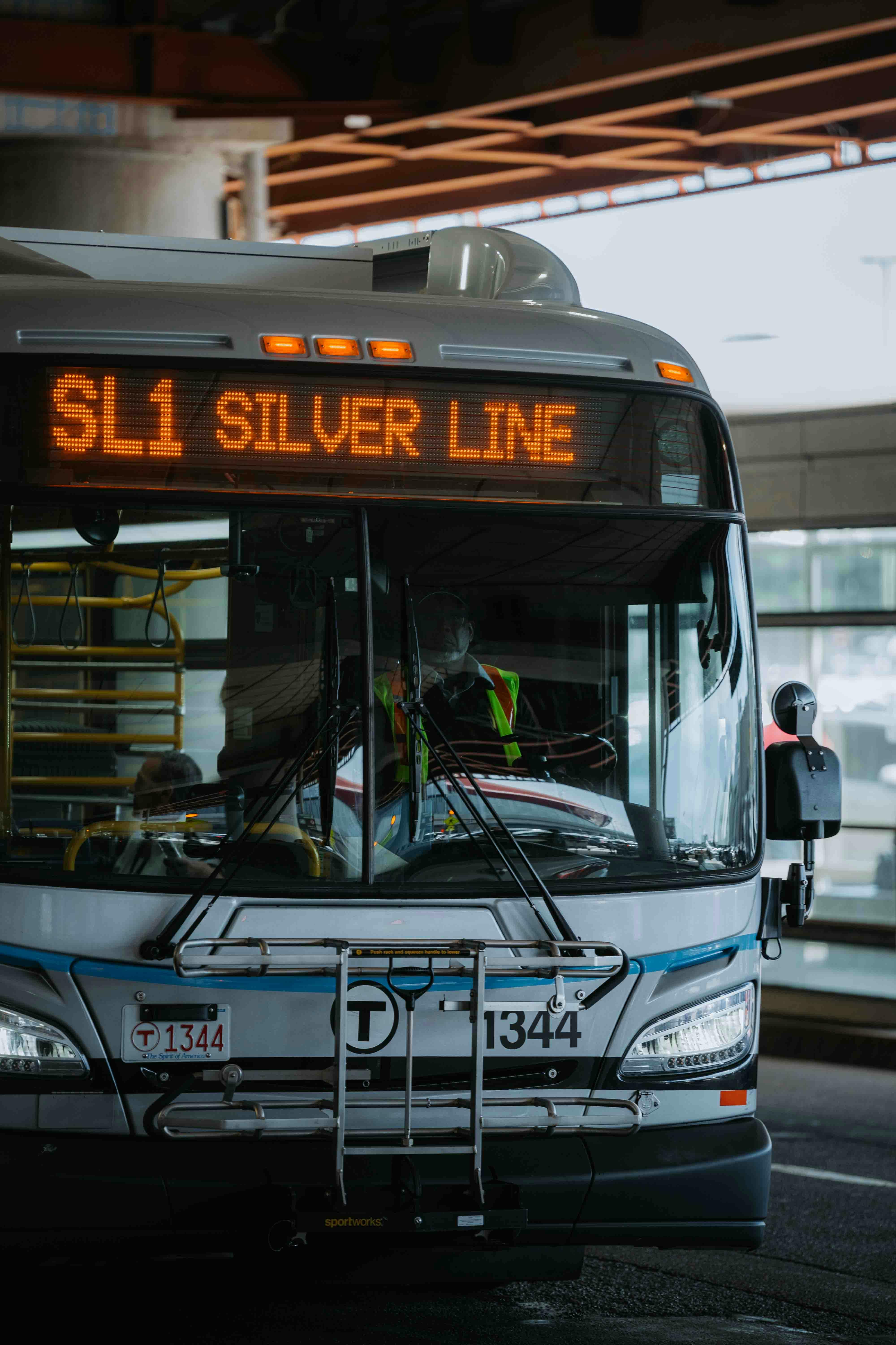 bus on street in boston in the usa