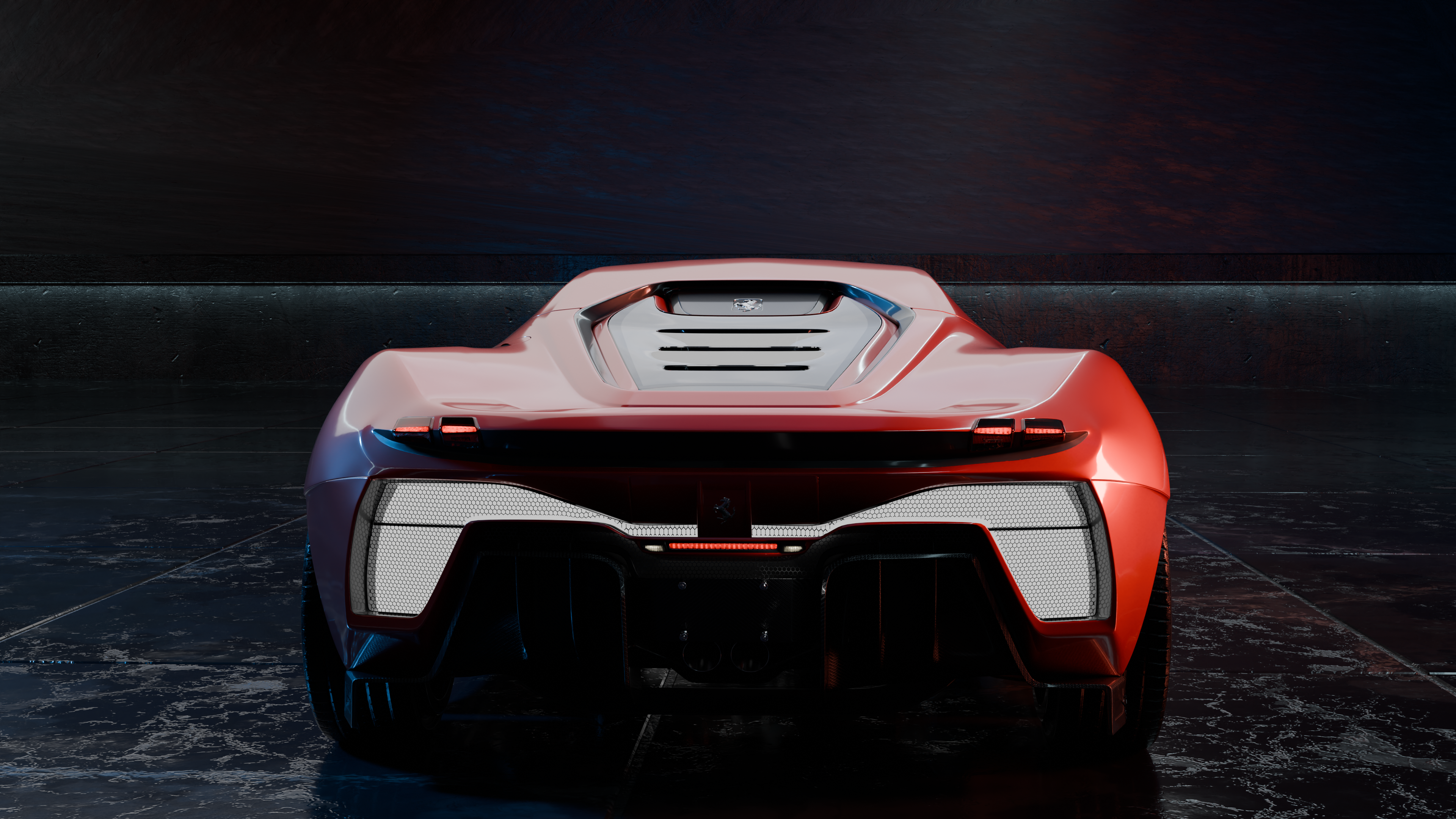 Back View of a Modern Ferrari Supercar · Free Stock Photo