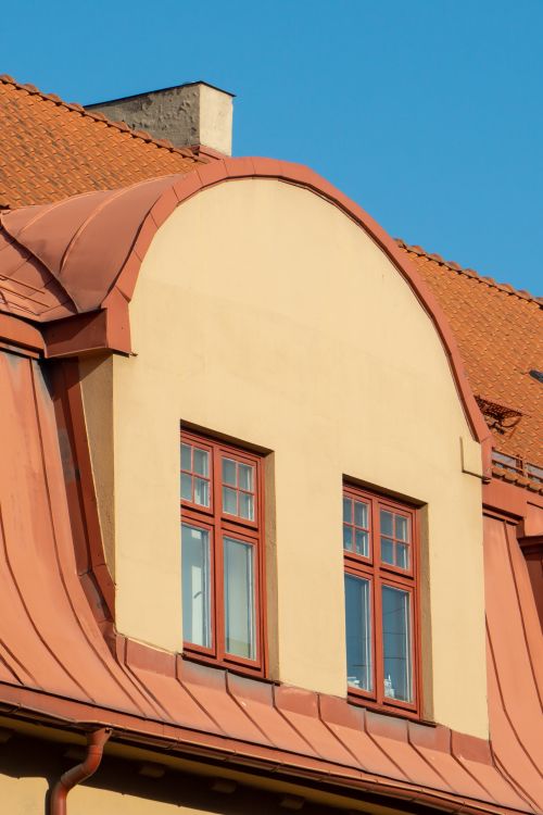Free Detailed view of a historic roof architecture in Oslo during daylight. Stock Photo