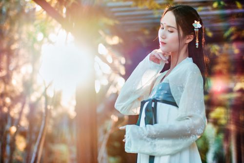 Free Beautiful woman posing outdoors in traditional attire with sunrays. Stock Photo