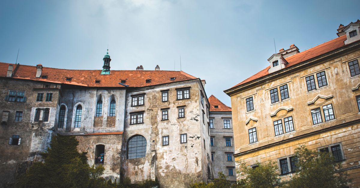 Vltava river and Český Krumlov castle landscape