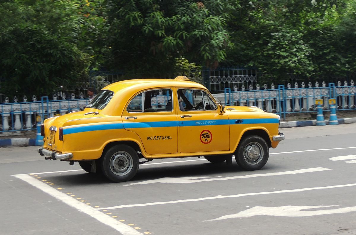 Yellow taxi cab in India