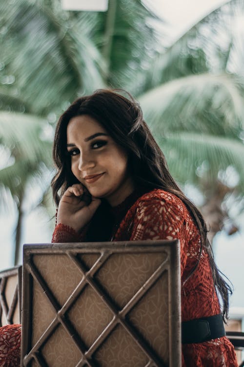 Woman in Red Lace Dress