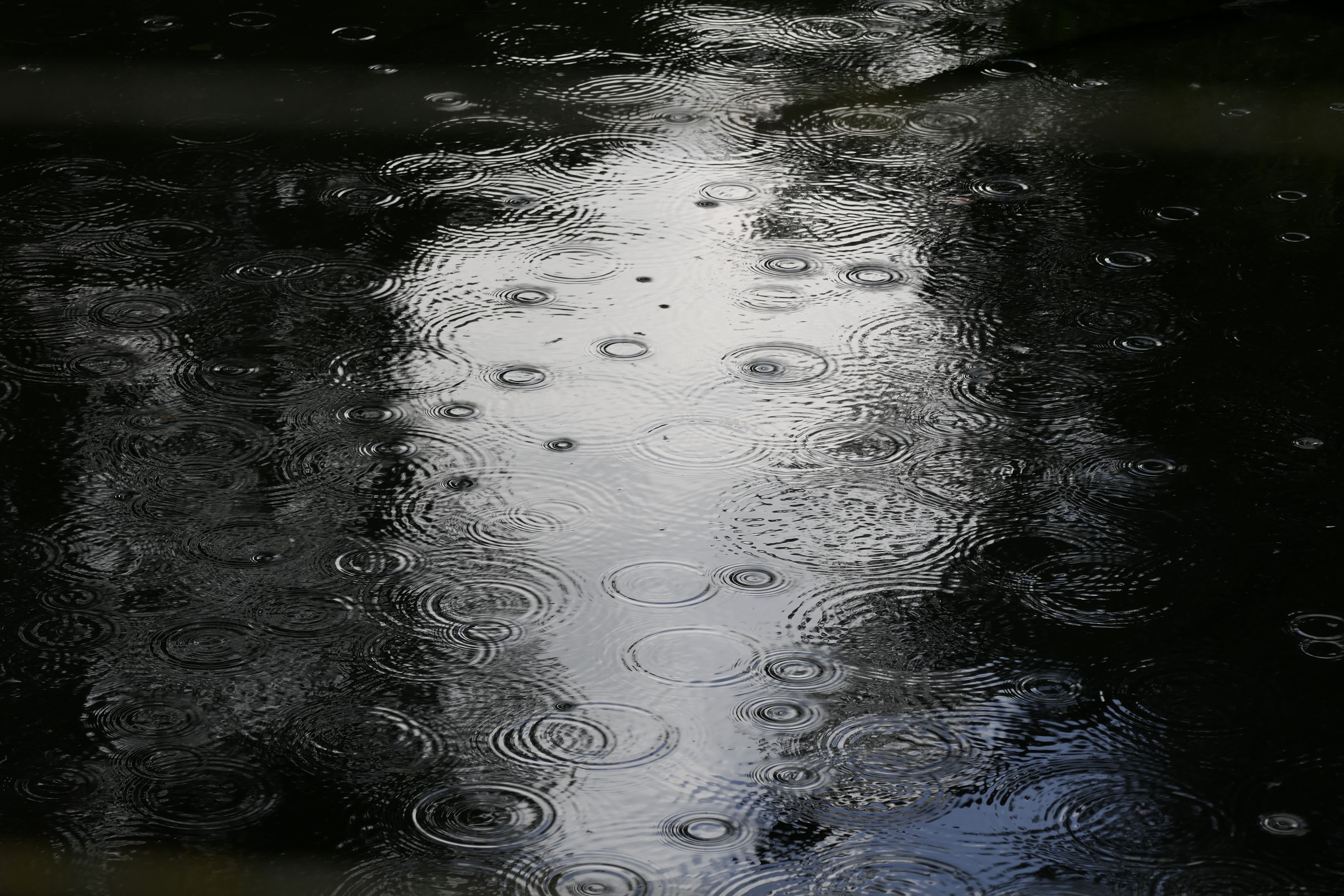 Regentropfen auf Wasseroberfläche