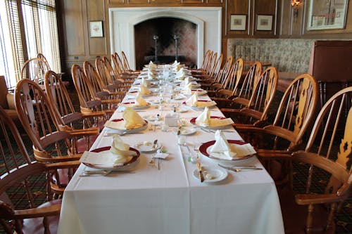 Free Long Table With Setting and Chair on the Side4 Stock Photo