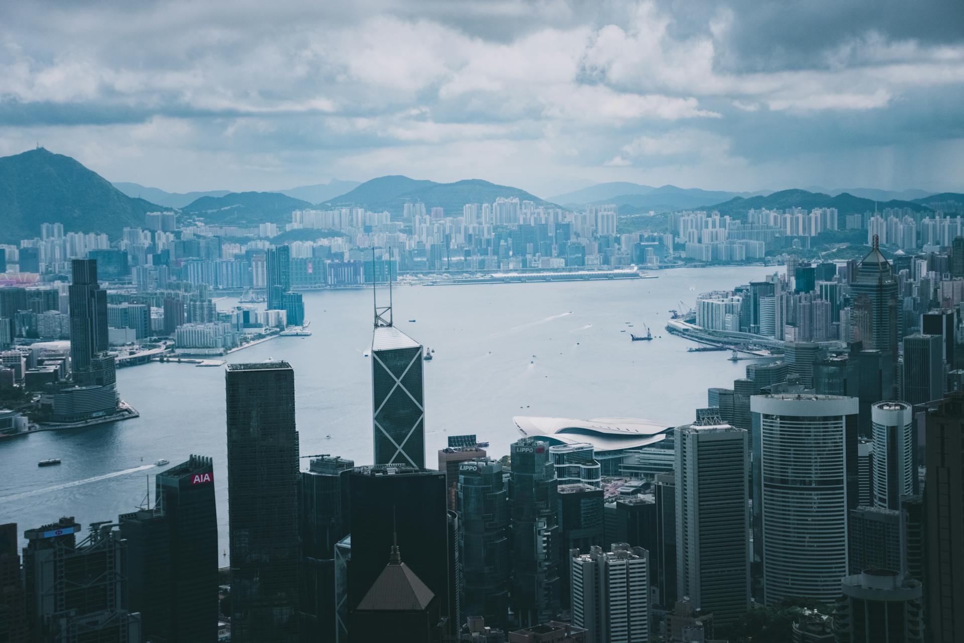 Panorama of Hong Kong at Victoria Harbor