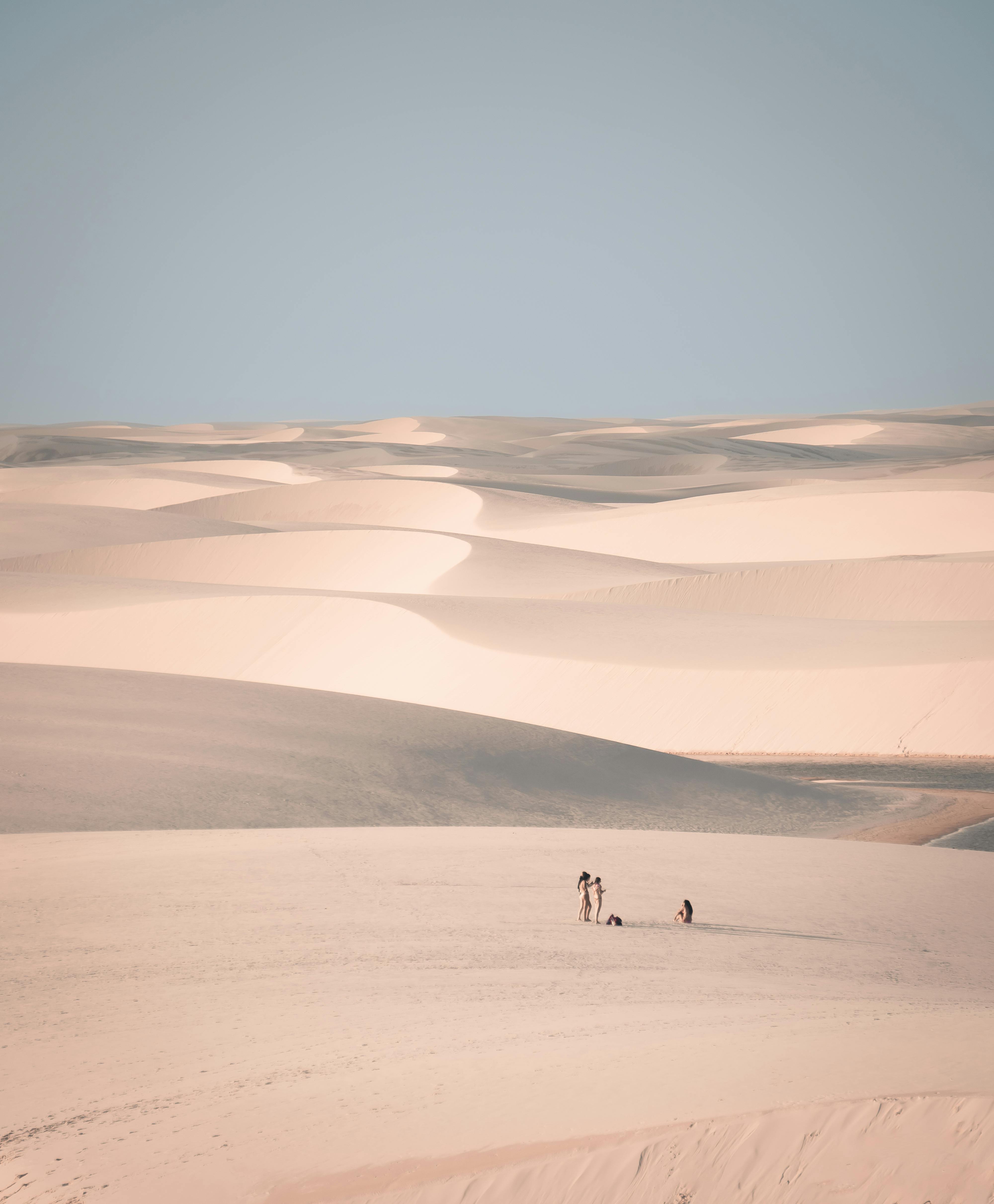 Scenic view of endless sand dunes in Lencois Maranhenses National Park, Atins, Brazil.