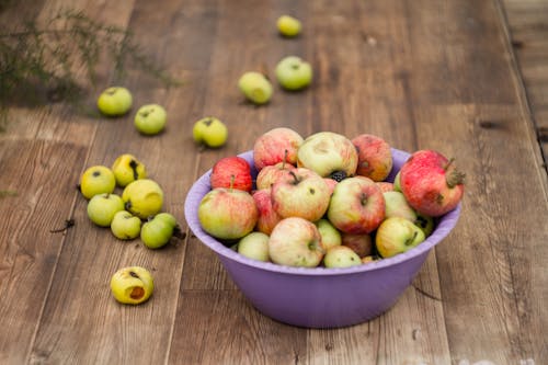 Bowl of Apples on Wooden Floor