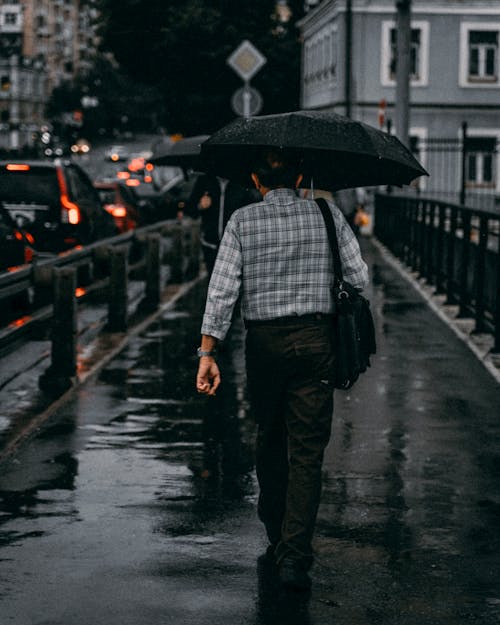 Man Walking With Umbrella 