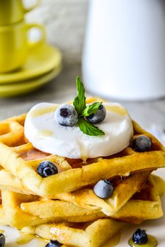 Blueberry Cobbler Blueberry Cobbler Flavored Thick & Fluffy Waffles