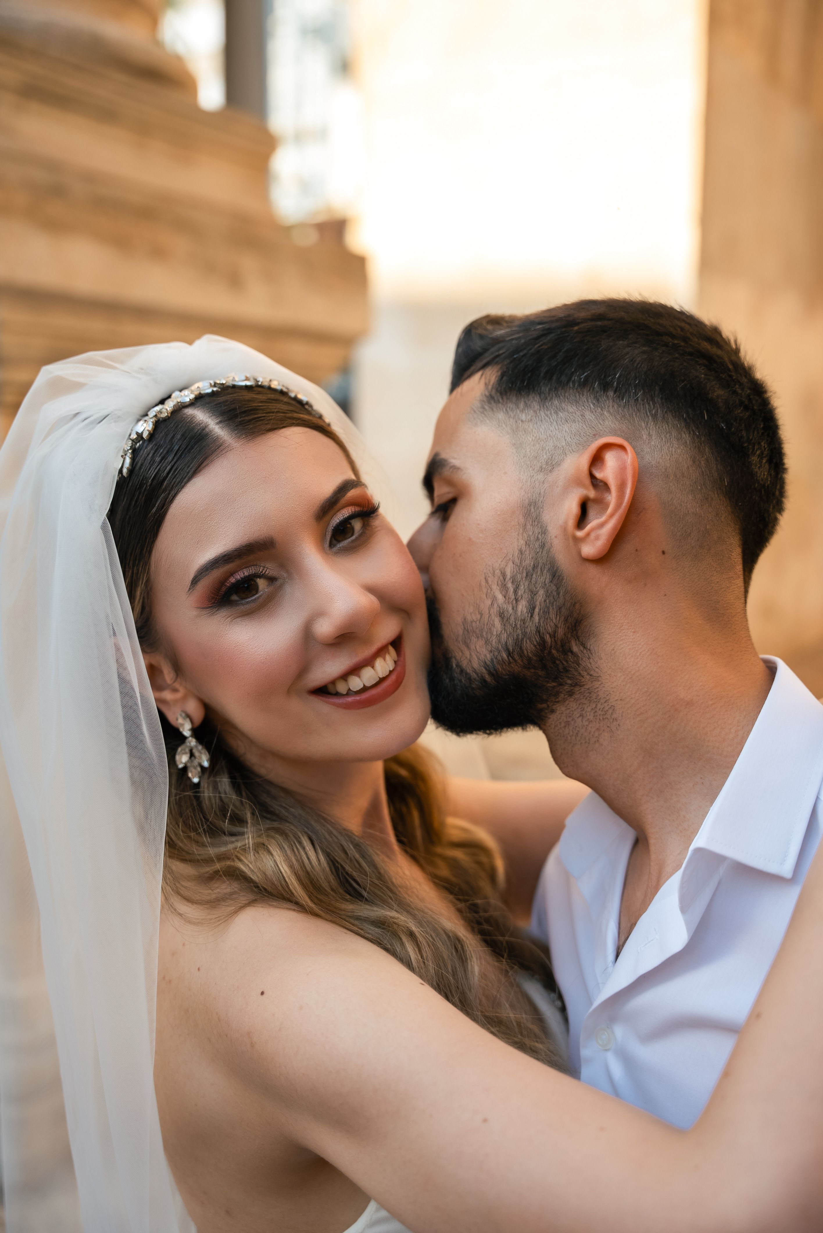 Wedding couple in editorial light