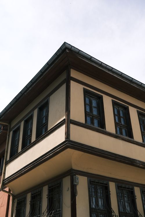 Free Elegant traditional architecture of a Turkish home in Eskişehir with sunlight. Stock Photo