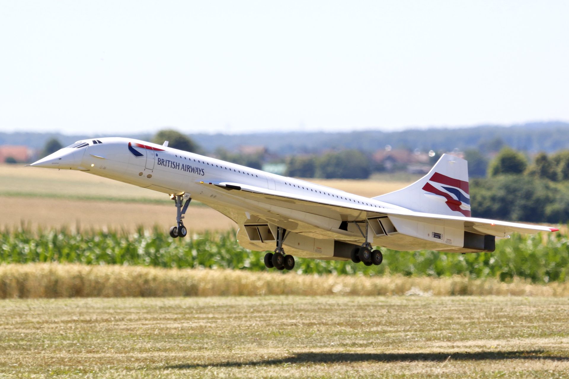 Landing Radio-Controlled Model of a Concorde Airliner