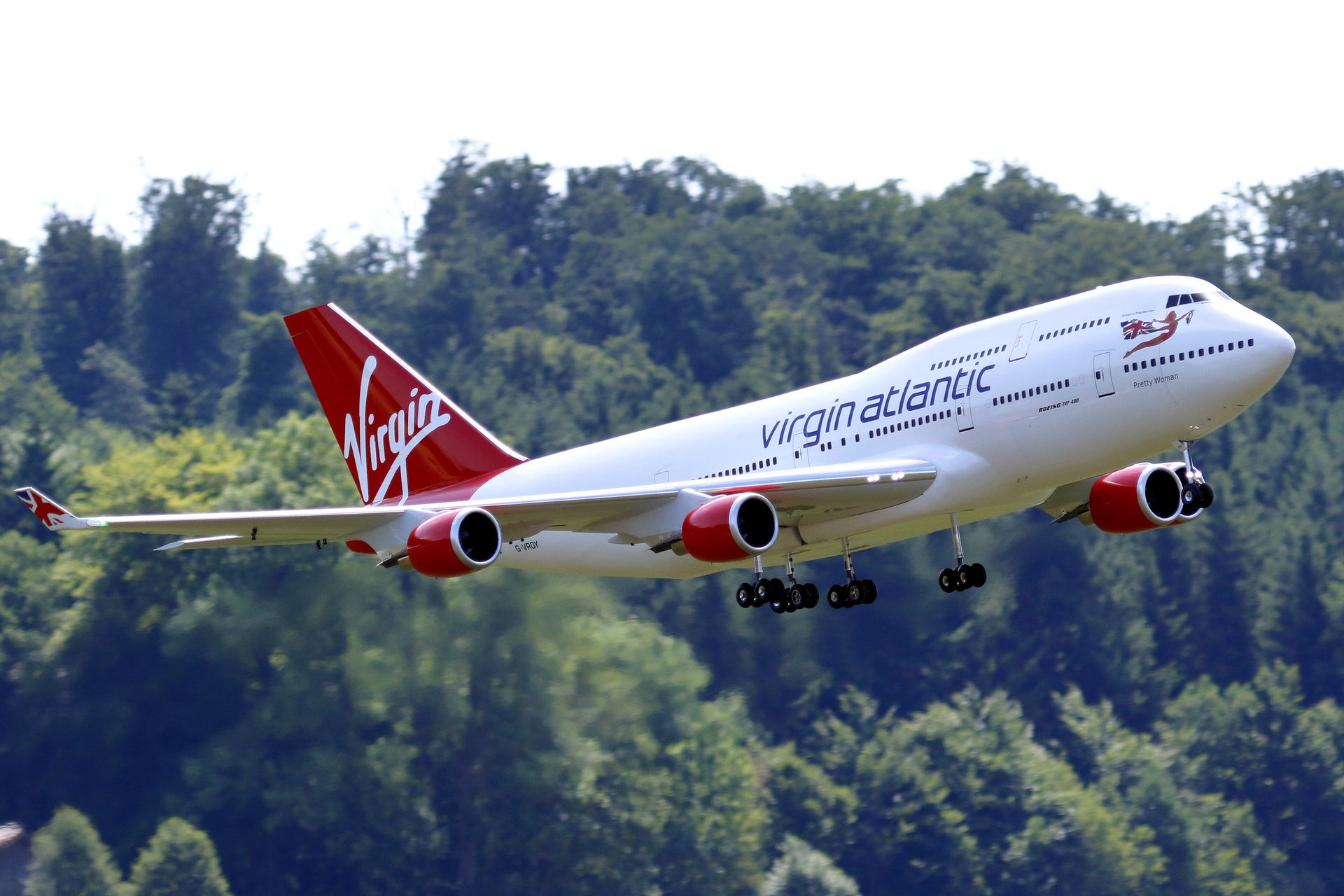 Large Radio Controlled Model of a Commercial Airplane Flying against Trees