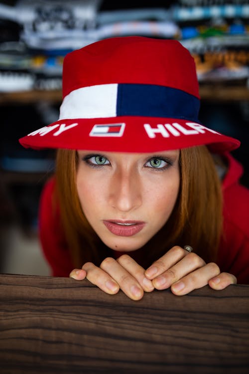 Free Close-Up Photo of Woman Wearing Bucket Hat Stock Photo