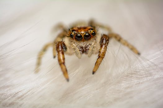 Detailed close-up of a jumping spider showcasing delicate hairs and eyes, captured in Sintra, Portugal.