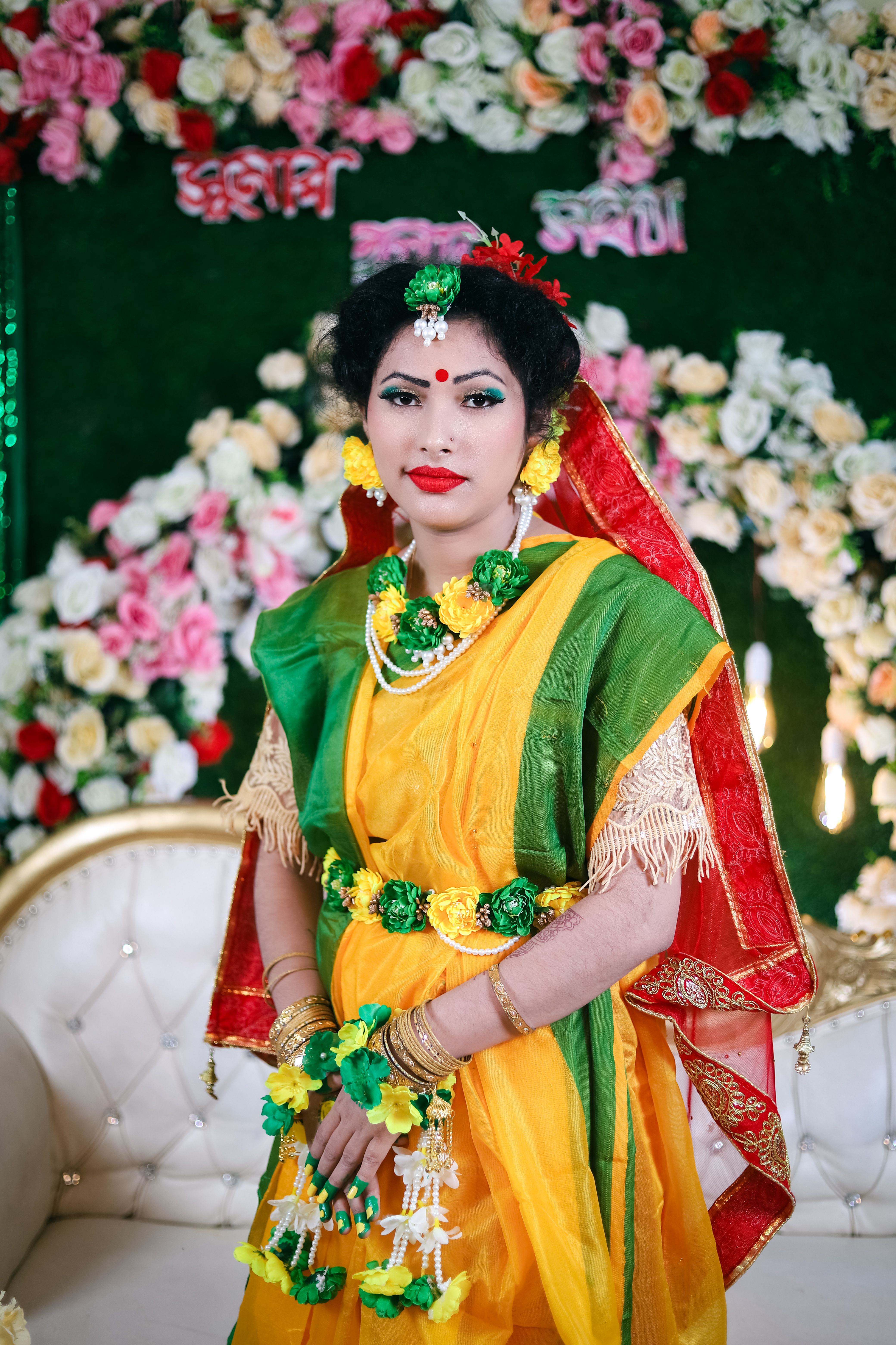 Woman in Traditional Bengali Saree · Free Stock Photo