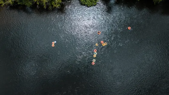 Tubers floating the gentle Niobrara River in summer