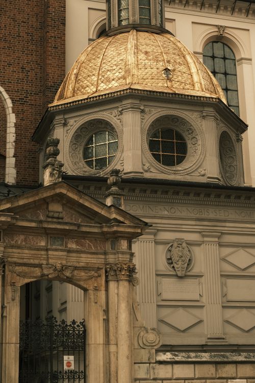 Free Close-up of Sigismund's Chapel at Wawel Cathedral in Krakow, Poland. Stock Photo