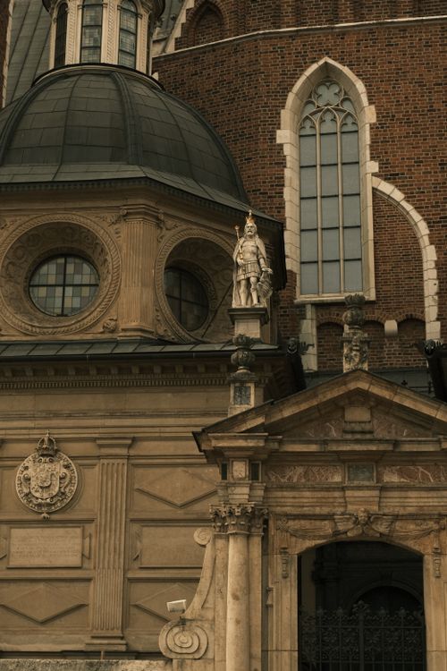 Free Close-up view of a Gothic cathedral's dome and brick structure showcasing intricate details. Stock Photo