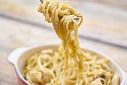 Free Close-Up Photography Of Pasta With White Sauce Stock Photo