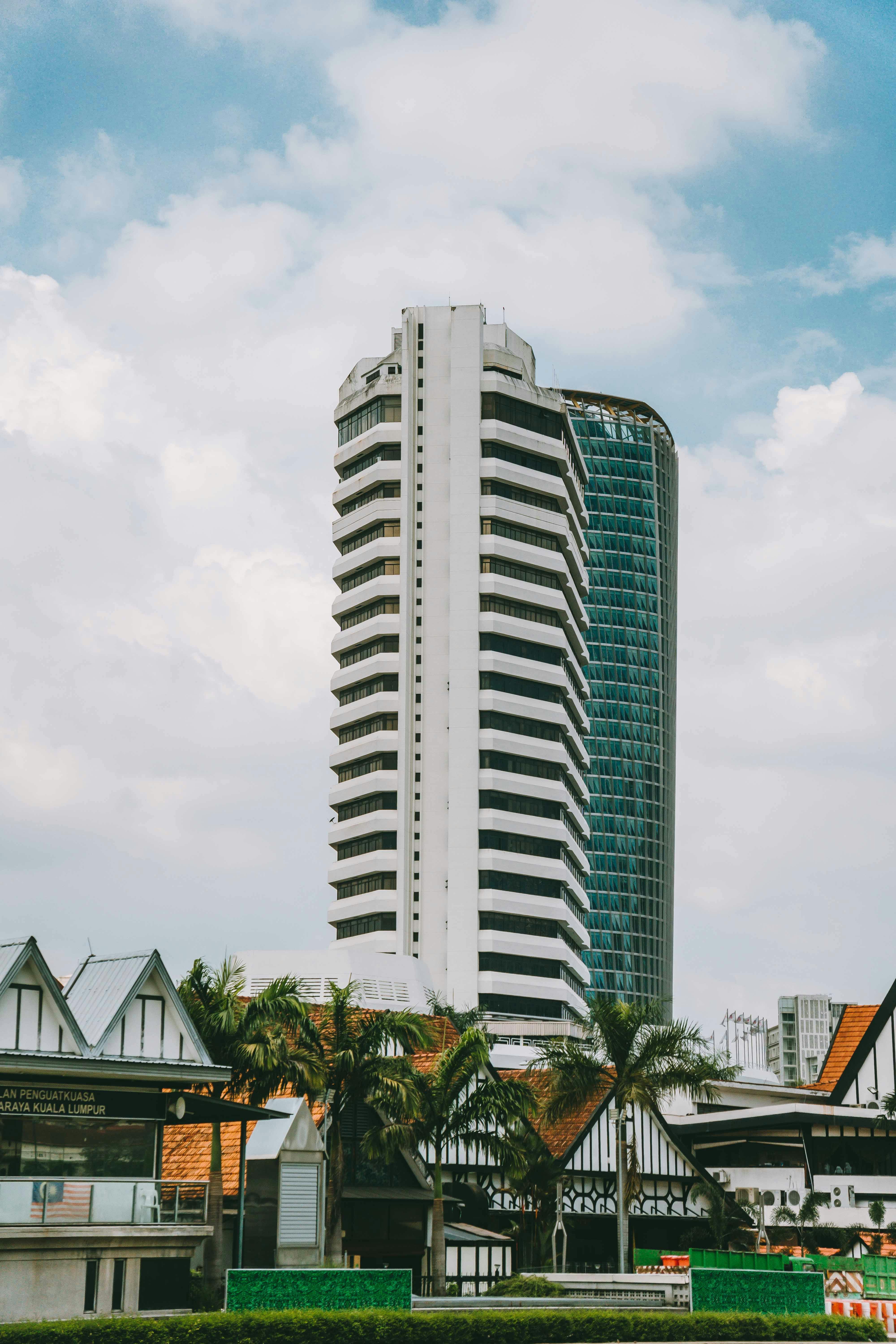 A striking modern skyscraper in the skyline of Kuala Lumpur, Malaysia.