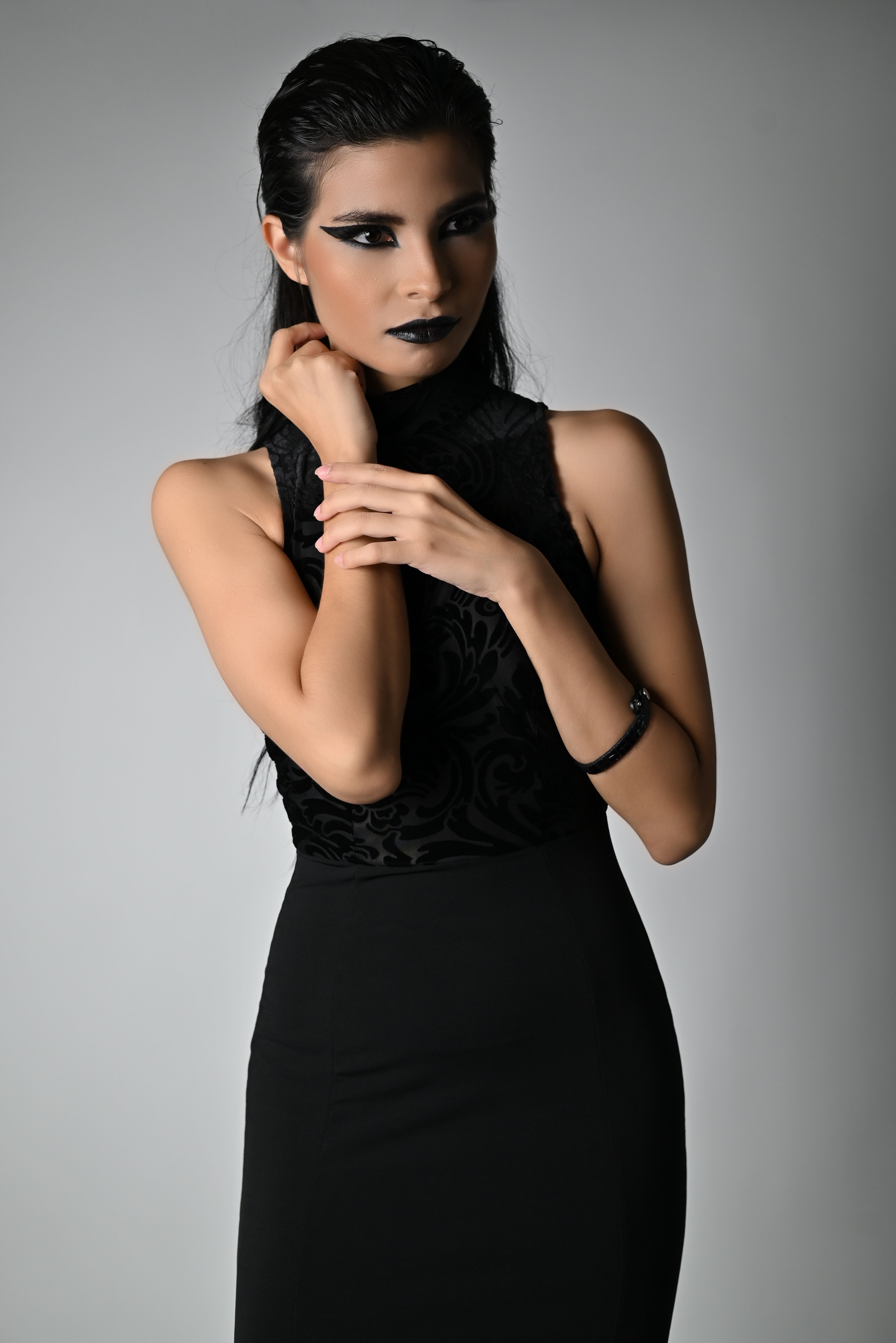 Portrait of Brunette Woman in Black Dress · Free Stock Photo