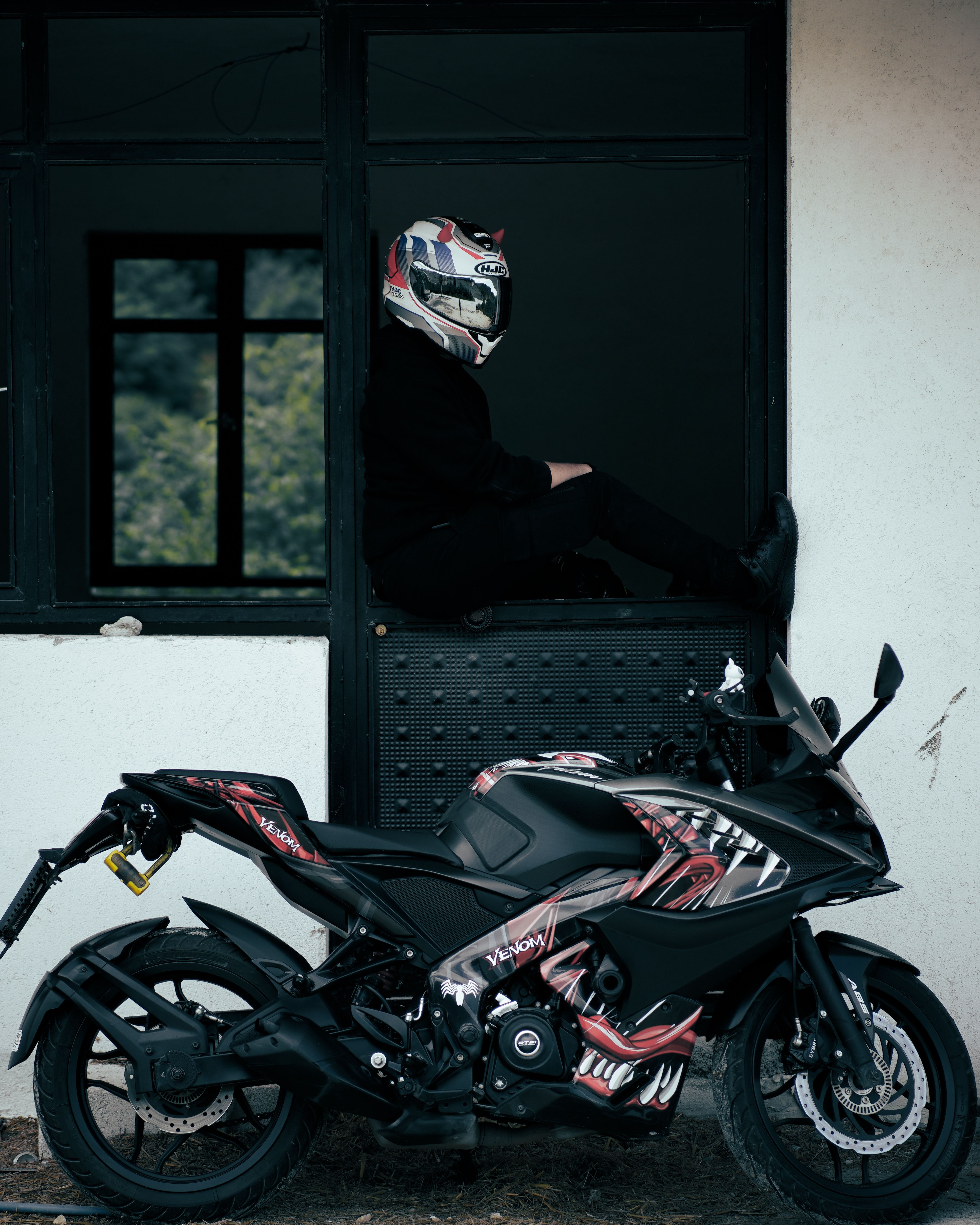 Person in Helmet Sitting over Motorcycle · Free Stock Photo