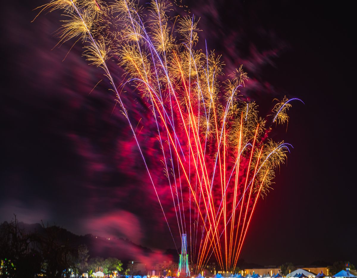 Fireworks over town
