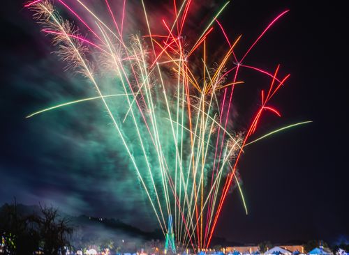Free Colorful fireworks lighting up the night sky during a celebration event. Stock Photo
