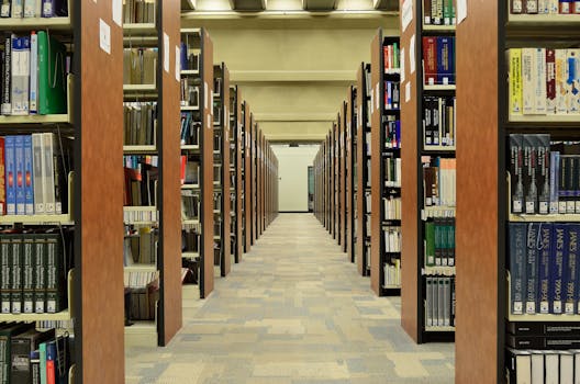 Free stock photo of books, library, hallway, indoors