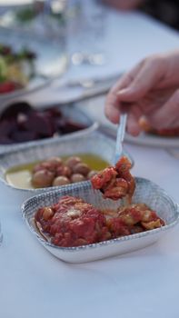 A close-up of a traditional Turkish meze dish in Çanakkale, showcasing local flavors.