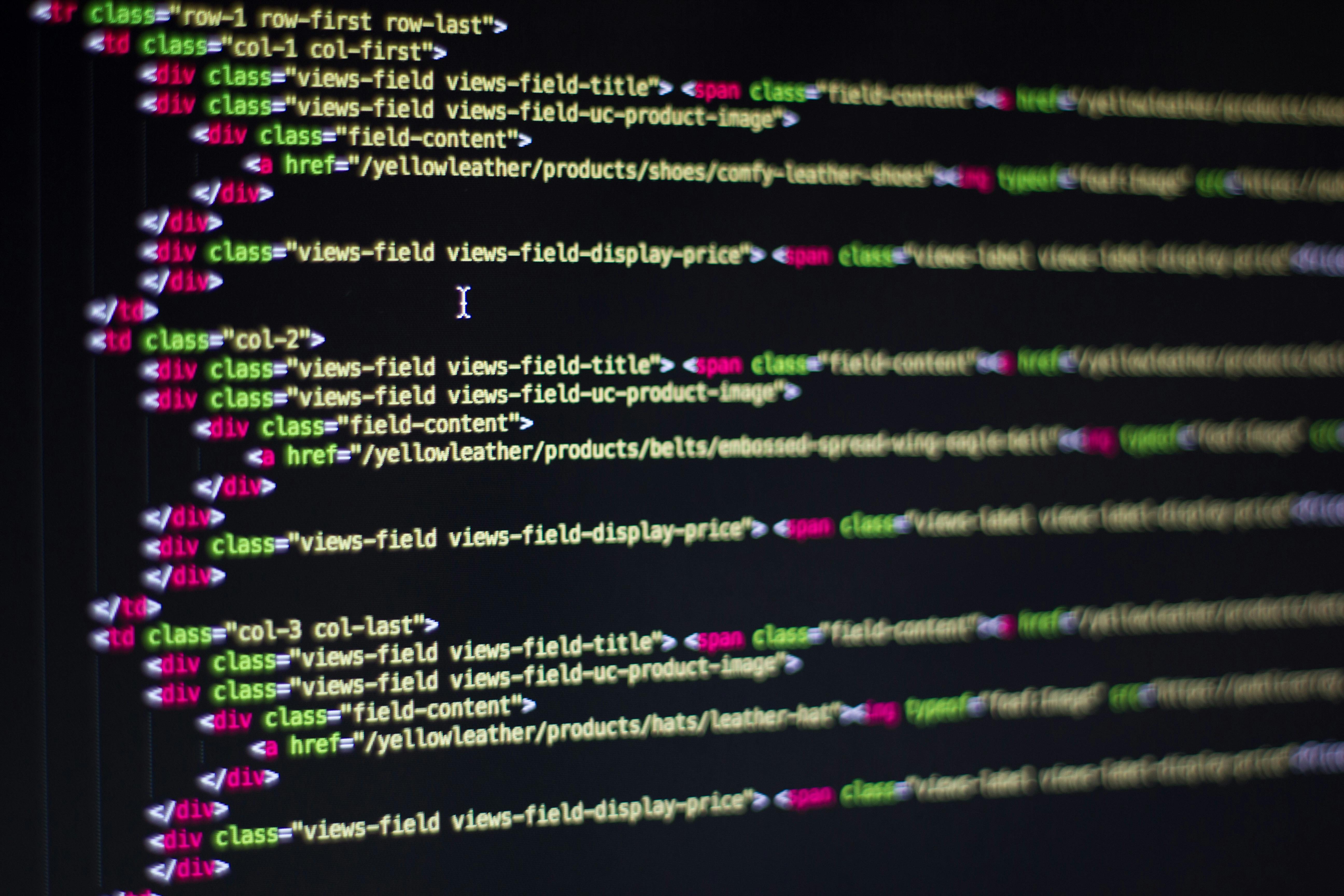 Html Code on Dark Background Stock Image - Image of software, screen:  155503891