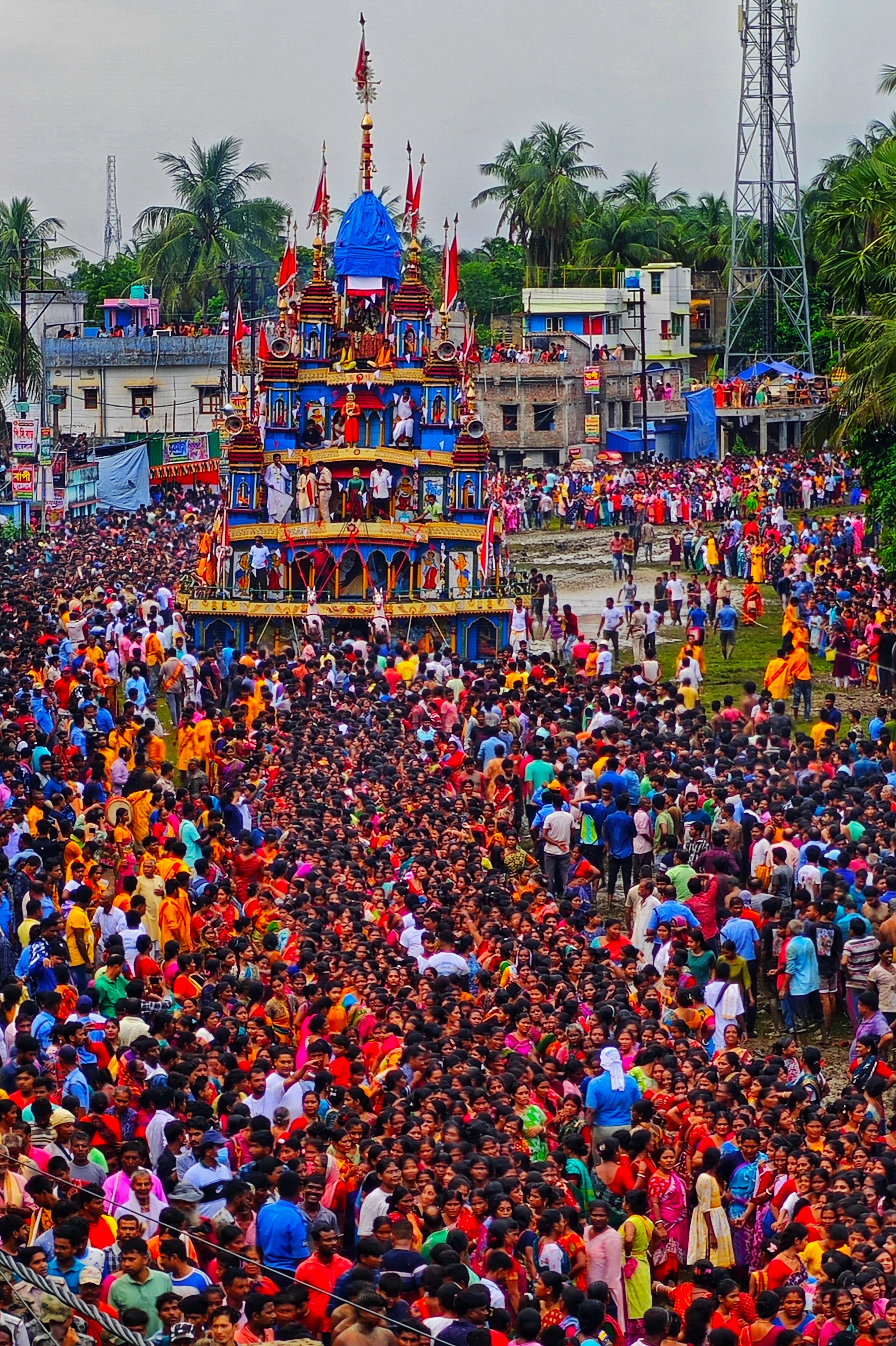 Aerial View of People Celebrating at the Ratha Yatra Festival · Free ...