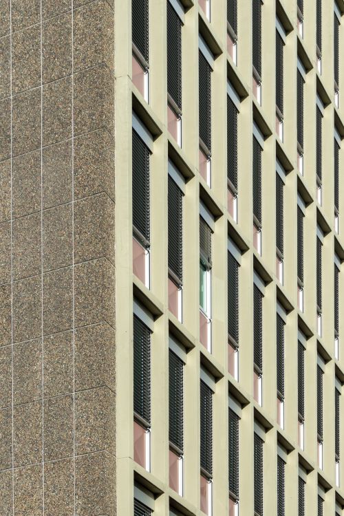 Free Close-up of modern building facade with windows in Oslo, Norway. Stock Photo