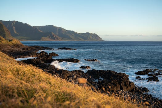 Photo by Tim Mossholder Breathtaking coastal landscape with cliffs and rocky seashore under clear sky.