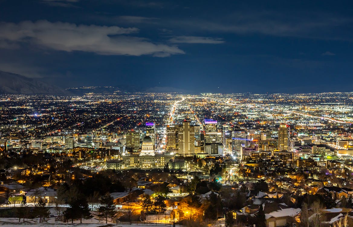 Salt Lake City At Night Free Stock Photo salt-lake-city-at-night-free-stock-photo