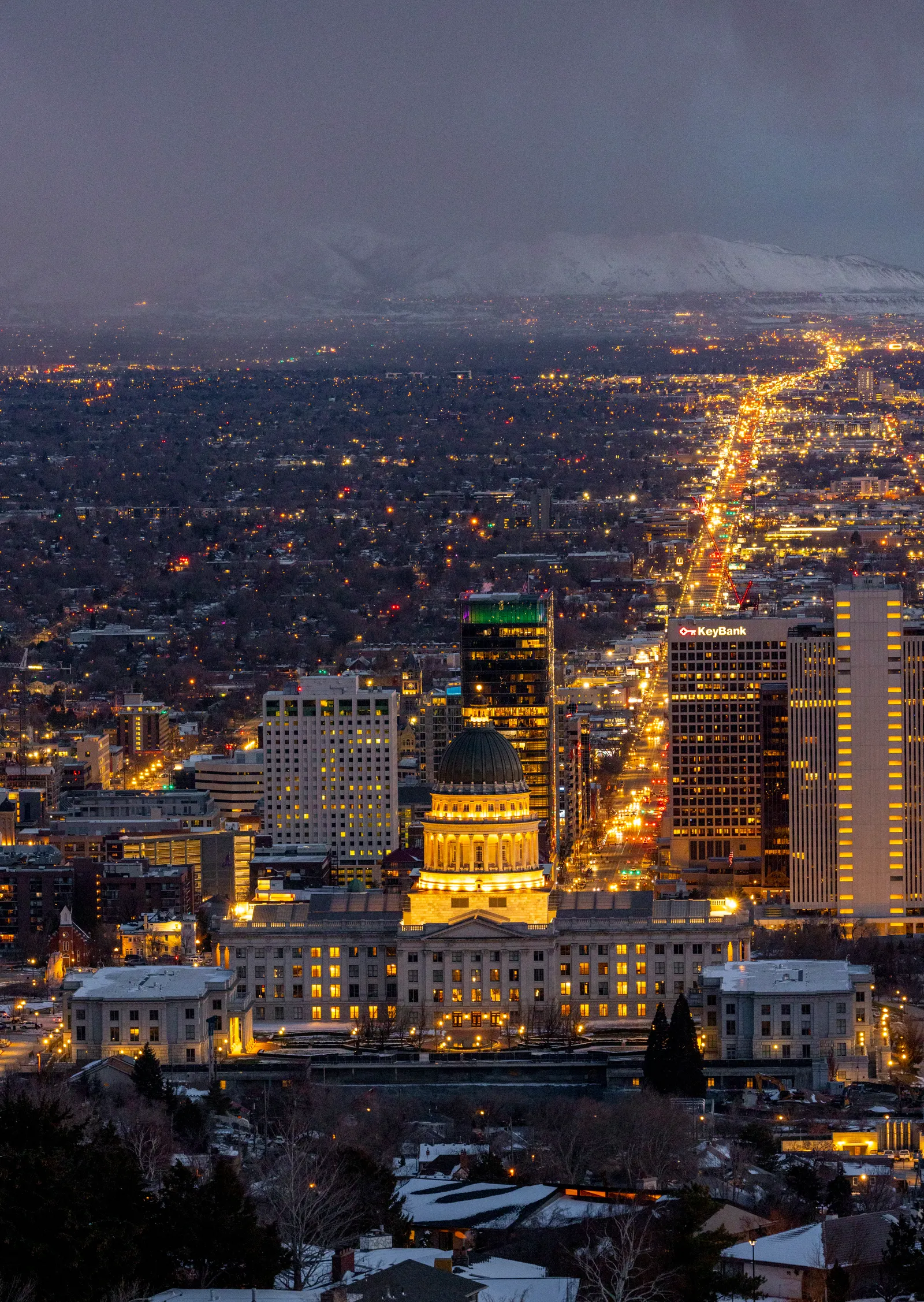 Salt Lake City skyline at night, representing The Action Firm's commitment to Utah clients.