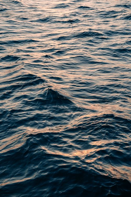Free Captivating ocean waves reflecting golden tones at sunset, evoking a serene and tranquil mood. Stock Photo