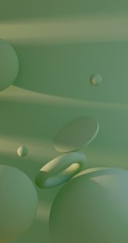 Ethereal abstract design featuring green bubbles and soft gradients with a smooth, harmonious vibe.