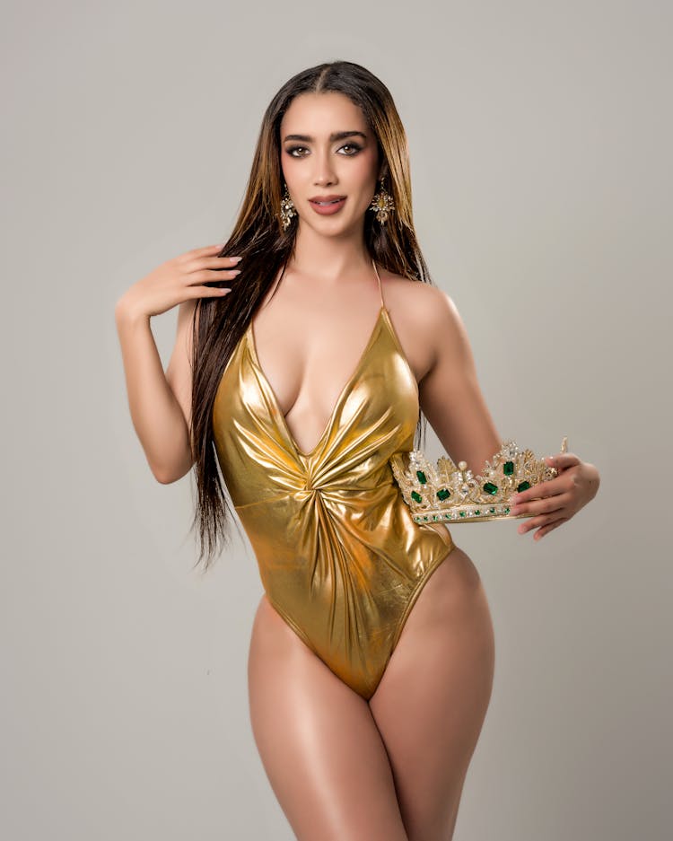 Woman In A Gold Swimsuit