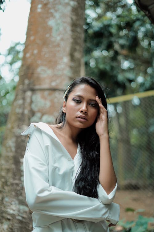 Woman In White Long-sleeved Shirt 