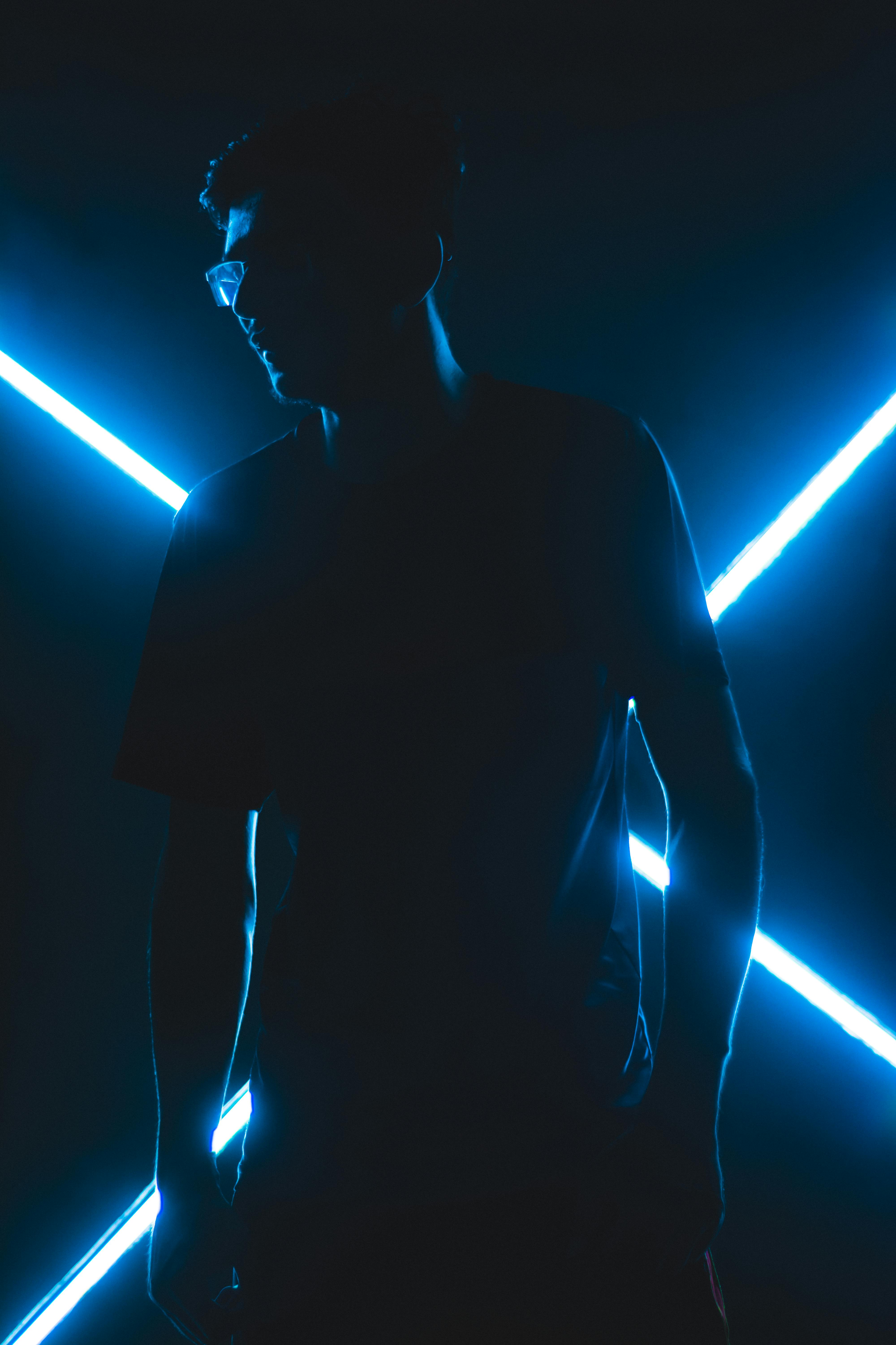 Black Man In Blue Light Stock Photo, Picture and Royalty Free Image. Image  9700142.
