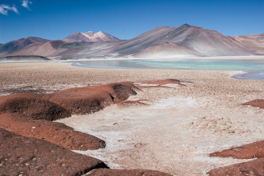 Breathtaking view of the Atacama Desert with mountains and a clear sky backdrop.