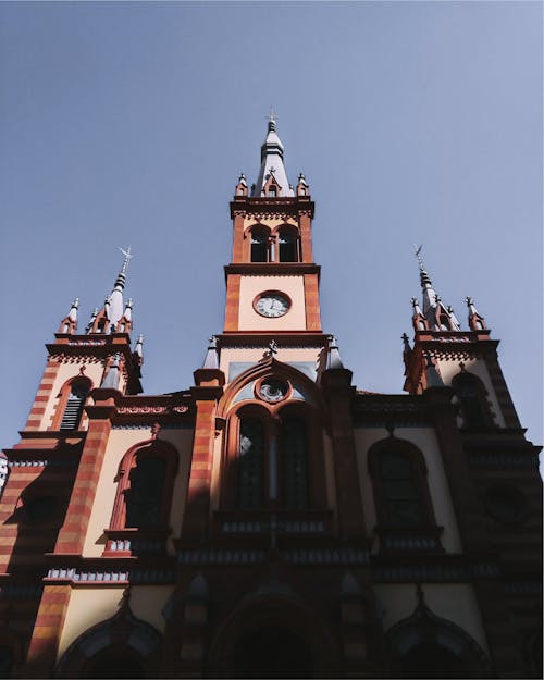 низкоугловая фотография коричнево белого собора